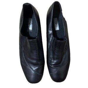 Munro Black Leather Slip On Loafers Wedge Size 12 Wide